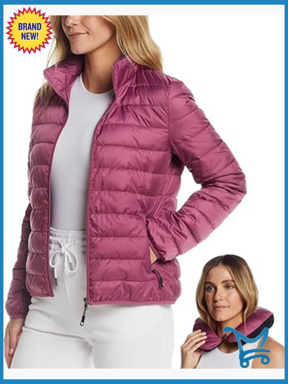 Packable Travel Puffer Jacket Converts to Neck Pillow Warm Winter Coat